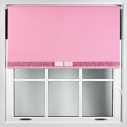 Furnished Pink Blackout Roller Blind With Decorative Pink Glitter & Pink Bow - Trimmable (W)150Cm X (L)210Cm - thumbnail 1