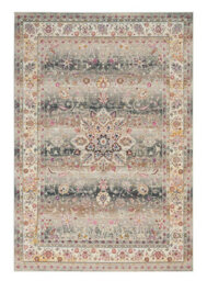 Grey Floral Persian Traditional Luxurious Rug For Living Room Bedroom And Dining Room-61Cm X 115Cm - thumbnail 5