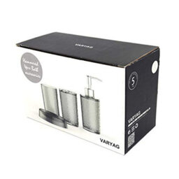 London Boutique 4 Pieces Bathroom Accessory Set Clear Soap Dispenser Toothbrush Holder Tumbler Soap Dish (Clear Brown) - thumbnail 2