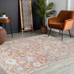 Livabliss Lillian-Washable Brown Blue Traditional Vintage Boho Living Dining Rug 120 X 170 Cm Easy Care, Non Shedding - thumbnail 2