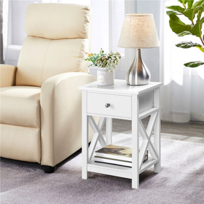 Yaheetech Set Of 2 X Frame Side Table Nightstand For Living Room Bedroom White - image 1