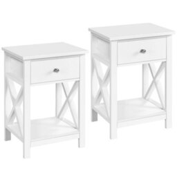 Yaheetech Set Of 2 X Frame Side Table Nightstand For Living Room Bedroom White - thumbnail 2