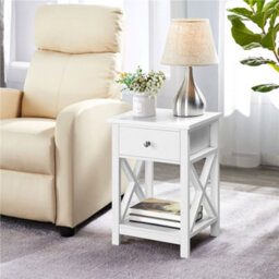Yaheetech Set Of 2 X Frame Side Table Nightstand For Living Room Bedroom White - thumbnail 1