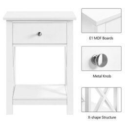 Yaheetech Set Of 2 X Frame Side Table Nightstand For Living Room Bedroom White - thumbnail 4