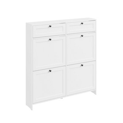 Sobuy Shoe Cabinet With 2 Drawers 100X19X107Cm Nordic Fsr208-W - image 1
