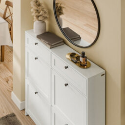 Sobuy Shoe Cabinet With 2 Drawers 100X19X107Cm Nordic Fsr208-W - thumbnail 9