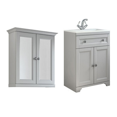 Cooke & Lewis Chadleigh Matt Light Grey Double Wall-Mounted Cabinet