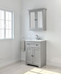 Cooke & Lewis Chadleigh Matt Light Grey Double Wall-Mounted Cabinet - thumbnail 4