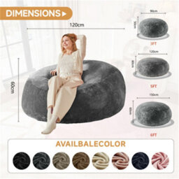 Abrihome 5-Foot Bean Bag Sofa Chair: Ultra-Soft Reading Lounger For Adults, Perfect For Bedroom, Balcony And Cozy Corners, Dark Gray - thumbnail 6