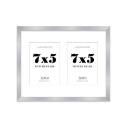 14X11 Inch 2 Opening Photo Collage Frame, Display Two 7X5 Inch Photos, Multi Aperture Family Picture Frame, Silver - thumbnail 2