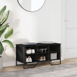 Berkfield Shoe Cabinet Black 90X38X45.5 Cm Engineered Wood - thumbnail 3