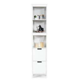5 Tier Bathroom Tall Cabinet Storage Organizer Rack Stand Cupboard 2 Drawers - thumbnail 5