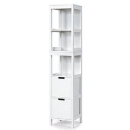 5 Tier Bathroom Tall Cabinet Storage Organizer Rack Stand Cupboard 2 Drawers - thumbnail 4