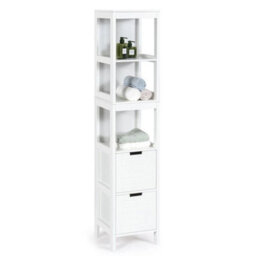 5 Tier Bathroom Tall Cabinet Storage Organizer Rack Stand Cupboard 2 Drawers - thumbnail 1