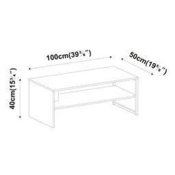 Urbn-Living Urbnliving 100Cm Width Oak Steel Frame Wooden Coffee Table & 2 X 40Cm Sofa Side End Open Storage Unit - thumbnail 8