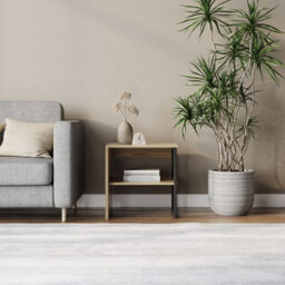 Urbn-Living Urbnliving 100Cm Width Oak Steel Frame Wooden Coffee Table & 2 X 40Cm Sofa Side End Open Storage Unit - thumbnail 7