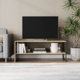 Urbn-Living Urbnliving 100Cm Width Oak Steel Frame Wooden Coffee Table & 2 X 40Cm Sofa Side End Open Storage Unit - thumbnail 4