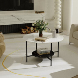 Double Layer Marble Coffee Table Round Center Table Outdoor - thumbnail 6
