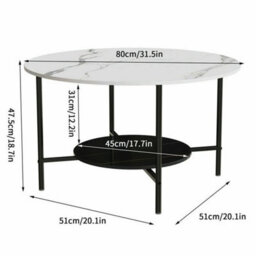 Double Layer Marble Coffee Table Round Center Table Outdoor - thumbnail 2