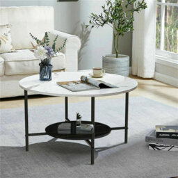 Double Layer Marble Coffee Table Round Center Table Outdoor - thumbnail 3