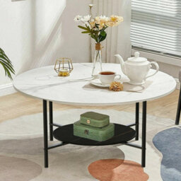 Double Layer Marble Coffee Table Round Center Table Outdoor - thumbnail 4