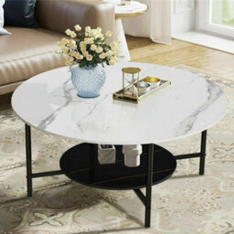 Double Layer Marble Coffee Table Round Center Table Outdoor - thumbnail 5