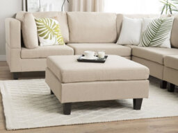 Beliani Traditional Ottoman Fevik Fabric Beige - thumbnail 2