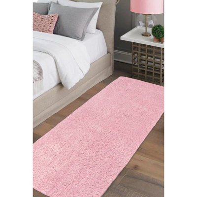 Melrose Super Soft Venus Shaggy Snuggly Plain Pink Area Runner Rug 060/200Cm - image 1