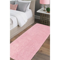 Melrose Super Soft Venus Shaggy Snuggly Plain Pink Area Runner Rug 060/200Cm - thumbnail 1