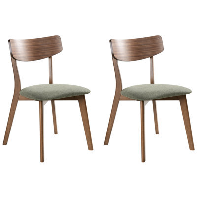 Beliani Set Of 2 Dining Chairs Hope Wood Dark Brown/ Green - image 1