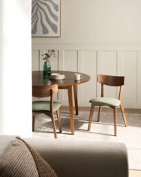 Beliani Set Of 2 Dining Chairs Hope Wood Dark Brown/ Green - thumbnail 2
