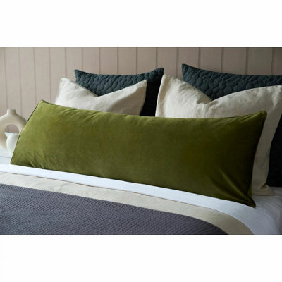 Xample Belledorm Olive Velvet Long Bolster Cushion 43 X 120Cm With Microfibre Fill, Piped Edging & Machine Washable Cover - image 1