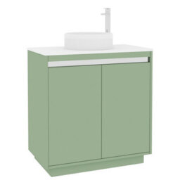 Royal Bathrooms Orion 800mm Mint Sage Floor Standing Plain White Countertop Vanity Unit 2 Door With Round Basin & Chrome Accent Trim - thumbnail 6