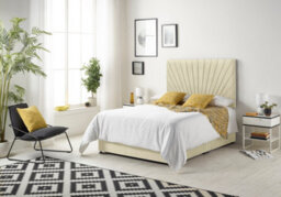 "Somnior Beds Platinum Divan Bed Set With 2 Drawers With Mattress & 30"" Headboard - Linen Fabric, Beige, 3Ft Single"