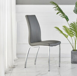 Furnizone UK Rolex 4-Seater 100Cm Round Clear Glass Dining Table And 4 Modalux Grey Chairs Faux Leather Chairs - thumbnail 5