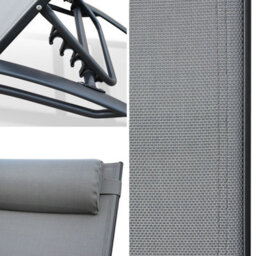 Sweeek. Pair Of Aluminium And Textilene Sun Loungers 4 Reclining Positions Louisa Anthracite 167X64X82 Cm - thumbnail 9