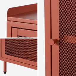 Sweeek - Industrial Terracotta Metal Bedside Table With 1 Mesh Door, 40 X 37 X 58,5 Cm - Ohio - thumbnail 4