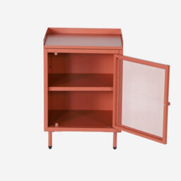 Sweeek - Industrial Terracotta Metal Bedside Table With 1 Mesh Door, 40 X 37 X 58,5 Cm - Ohio - thumbnail 3