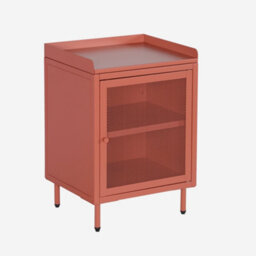 Sweeek - Industrial Terracotta Metal Bedside Table With 1 Mesh Door, 40 X 37 X 58,5 Cm - Ohio - thumbnail 1