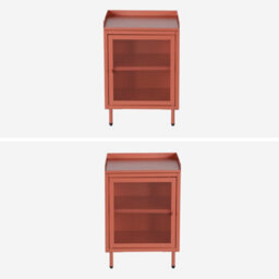 Sweeek - Industrial Terracotta Metal Bedside Table With 1 Mesh Door, 40 X 37 X 58,5 Cm - Ohio - thumbnail 2