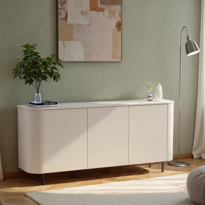 FurniComp LTD Furnicomp Palermo 180Cm 3 Door Curved Sideboard - Cashmere - image 1