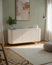 FurniComp LTD Furnicomp Palermo 180Cm 3 Door Curved Sideboard - Cashmere - thumbnail 3