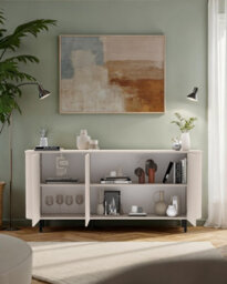 FurniComp LTD Furnicomp Palermo 180Cm 3 Door Curved Sideboard - Cashmere - thumbnail 4