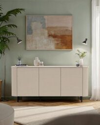 FurniComp LTD Furnicomp Palermo 180Cm 3 Door Curved Sideboard - Cashmere - thumbnail 2