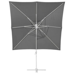Wyld And Coco 235Cm Cantilever Parasol Grey Canopy White Steel Pole Rectangular Crank - thumbnail 5