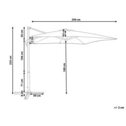 Wyld And Coco 235Cm Cantilever Parasol Grey Canopy White Steel Pole Rectangular Crank - thumbnail 4