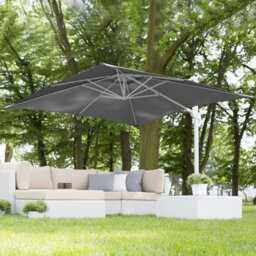Wyld And Coco 235Cm Cantilever Parasol Grey Canopy White Steel Pole Rectangular Crank - thumbnail 2