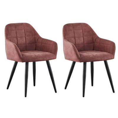 Set Of 2 Faux Matte Suede Leather Dining Chairs Accent Home & Restaurants  Pink - image 1