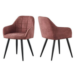 Set Of 2 Faux Matte Suede Leather Dining Chairs Accent Home & Restaurants  Pink - thumbnail 4