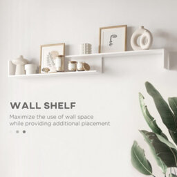 Homcom Tv Cabinet Unit W/ Wall-Mounted Shelf, Open Shelves White And Grey - thumbnail 6